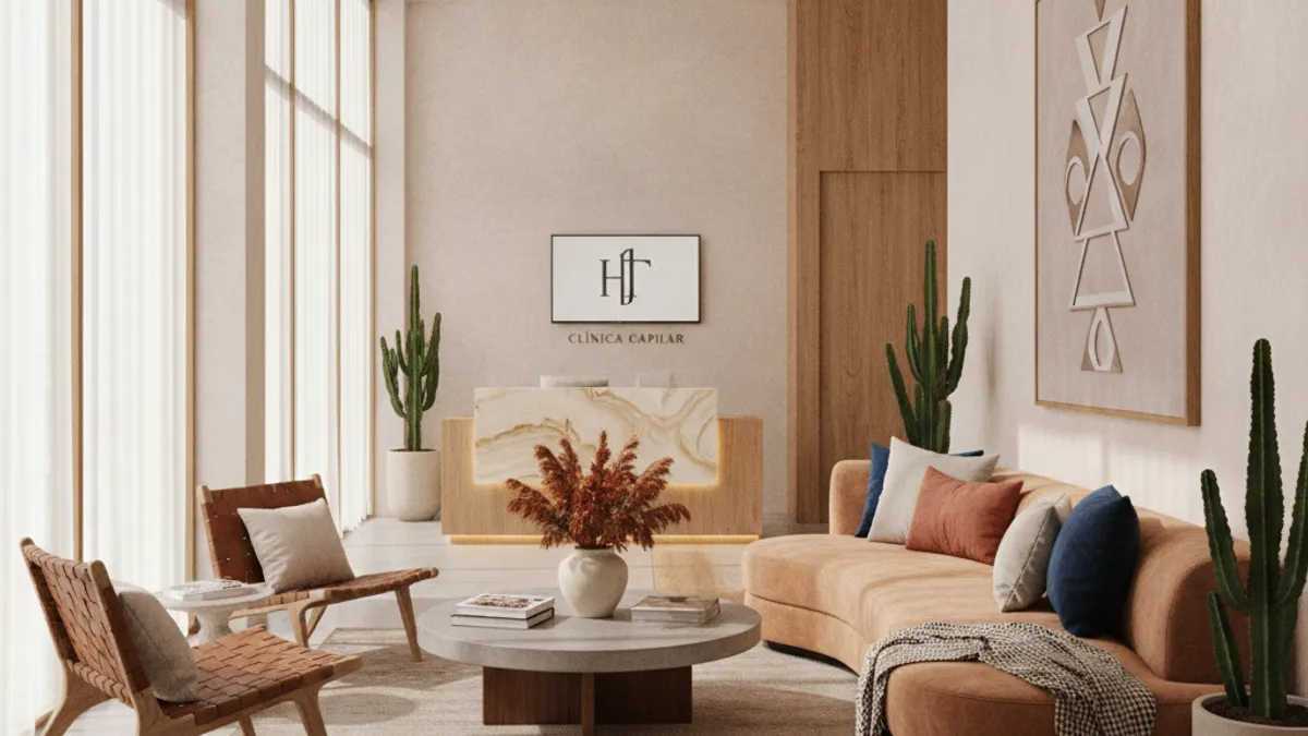 Interior of a modern hair transplant clinic in Mexico